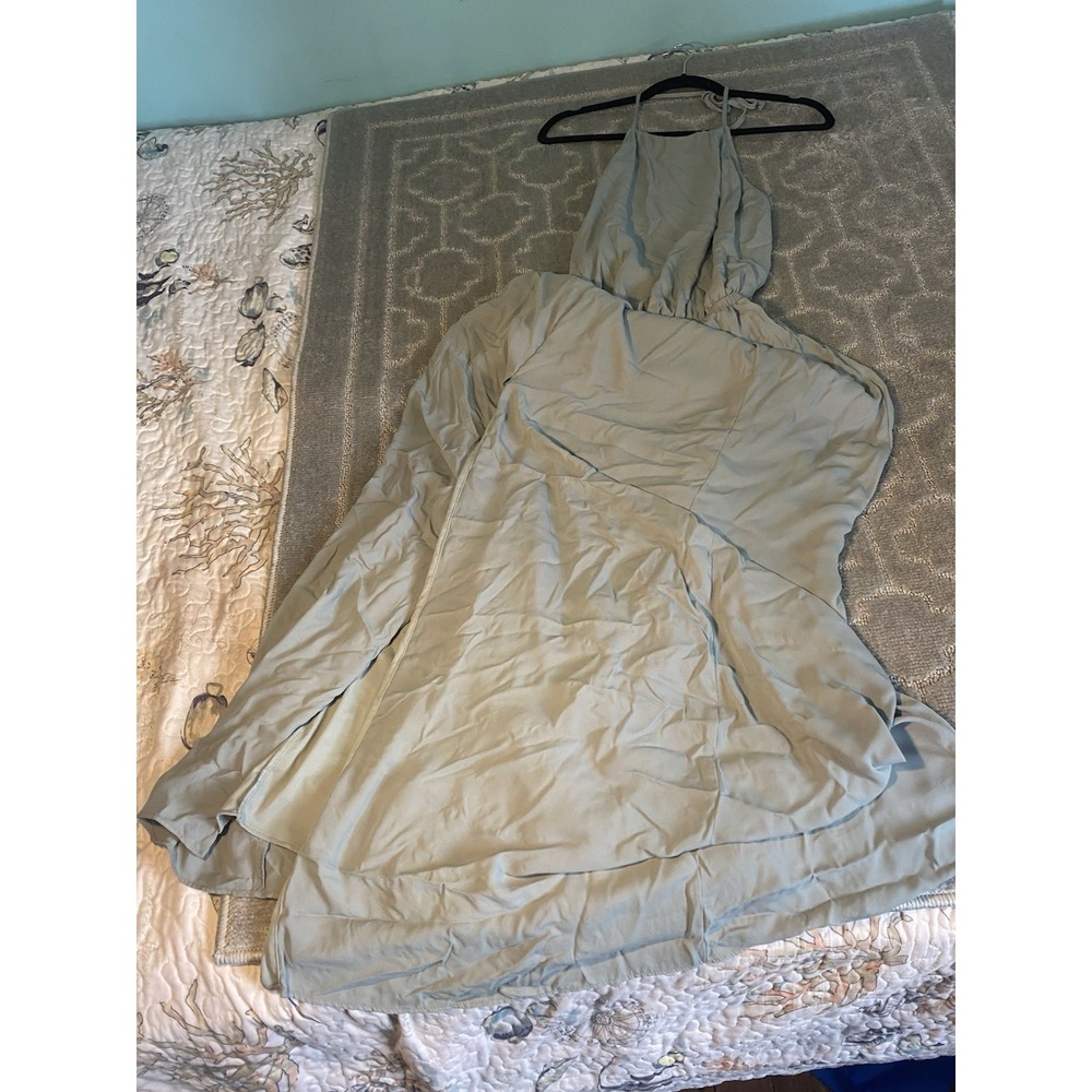 Show Me Your Mumu Blue Halter Maxi Dress Small Open Back Boho Flowy - Picture 3 of 7